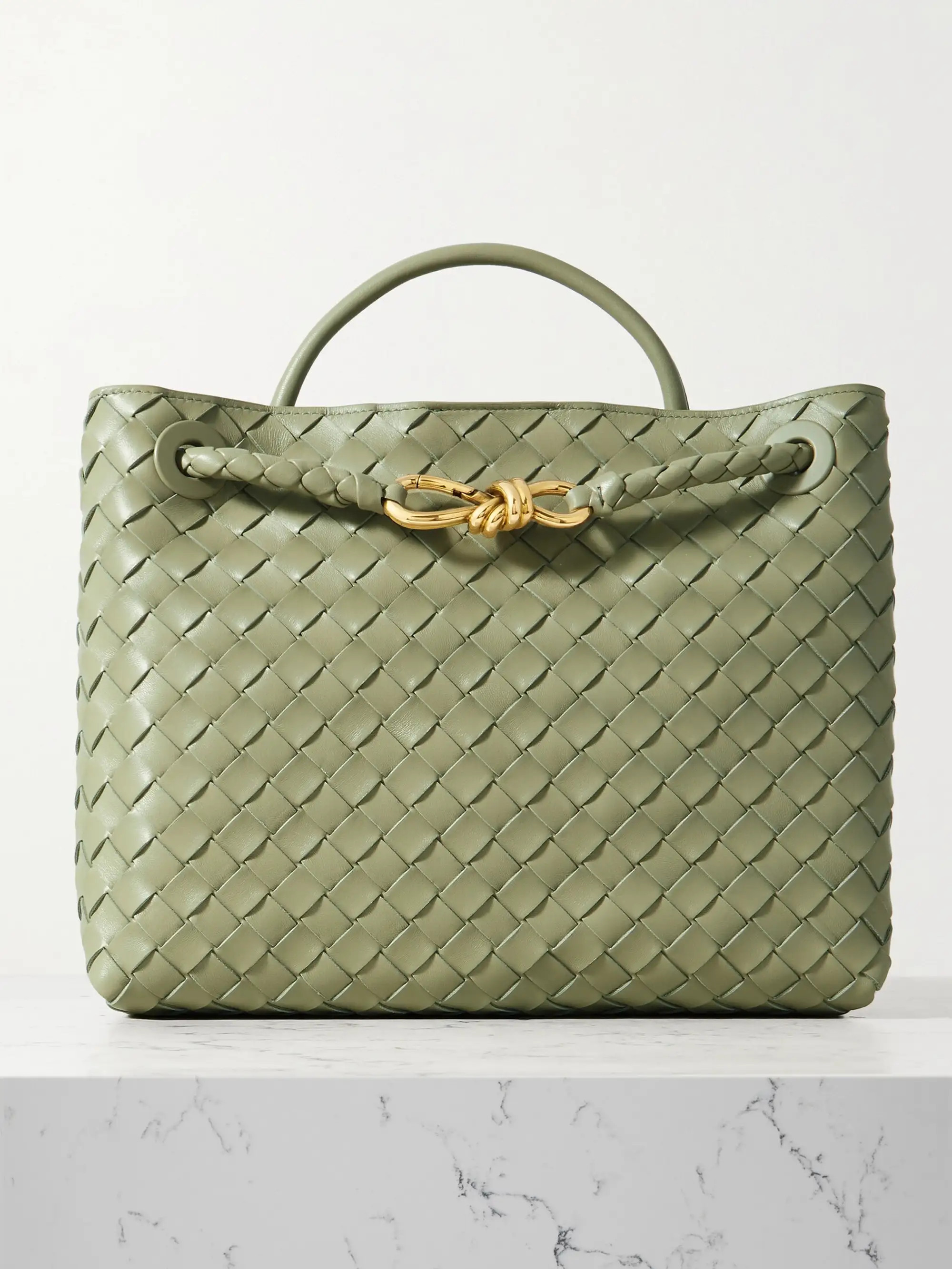 Bottega Veneta - Andiamo Medium Intrecciato Leather Tote - Green - One size | NET-A-PORTER APAC