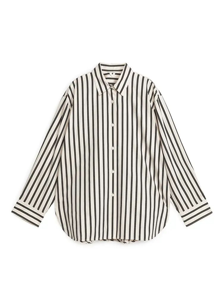 Relaxed Poplin Shirt - Off White/Black - ARKET GB | ARKET (US&UK)