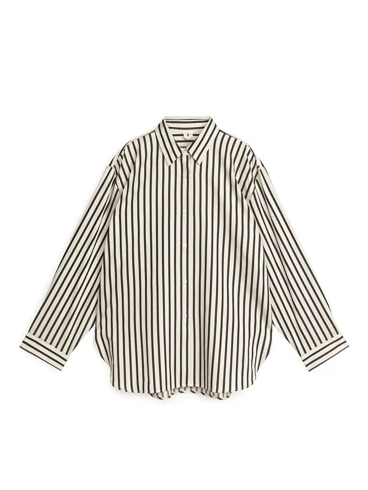 Relaxed Poplin Shirt - Off White/Black - ARKET GB | ARKET
