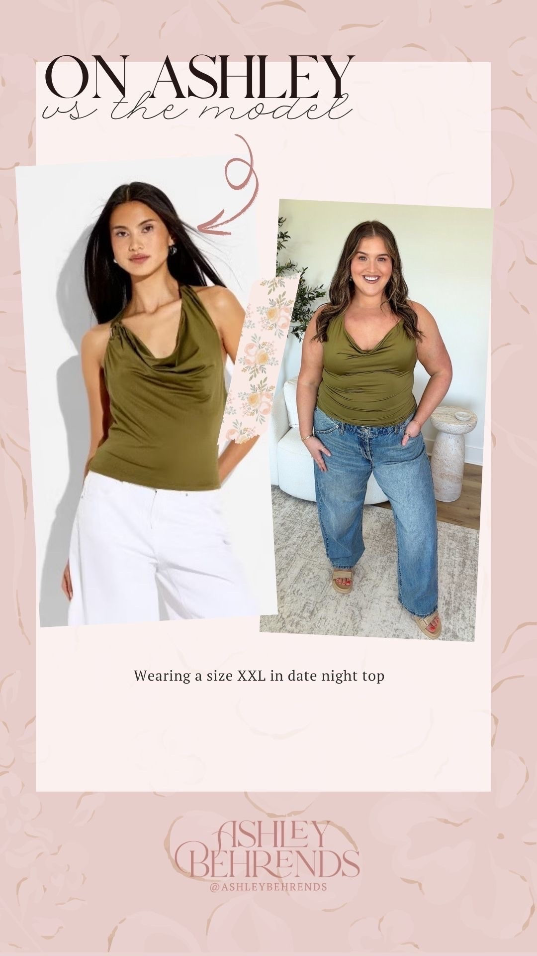This green @Target date night top is even prettier in person. I feel so confident in it 😚. Paired with these plus size approved jeans and neutral accessories makes the cutest date night look. 
Date night top, on the model vs on me

#LTKPlusSize #LTKSeasonal