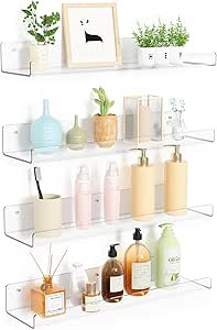 upsimples Clear Acrylic Shelves for Wall Storage, 15" Acrylic Floating Shelves Wall Mounted, Kids... | Amazon (CA)