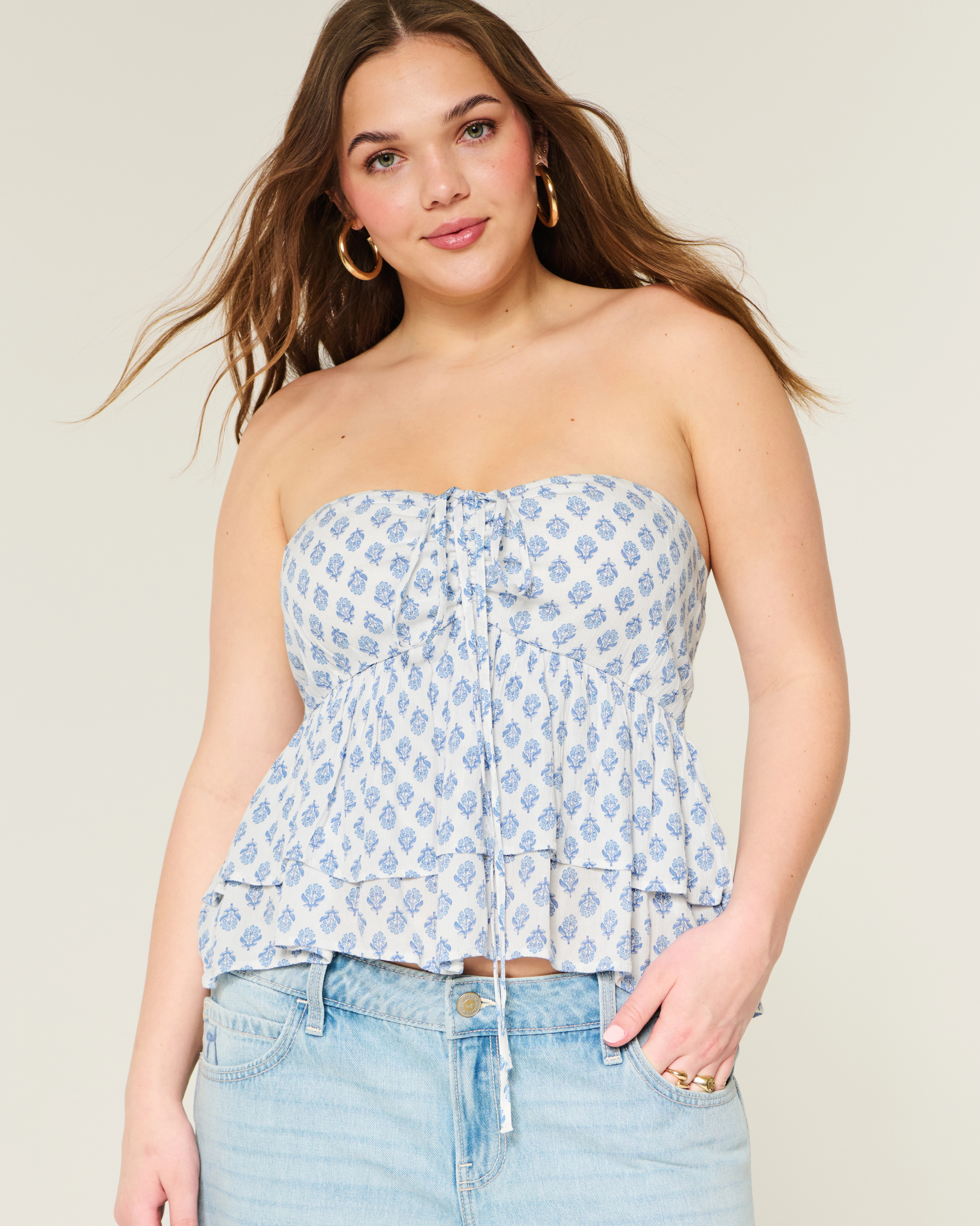 Tiered Halter Babydoll Top | Hollister (US)