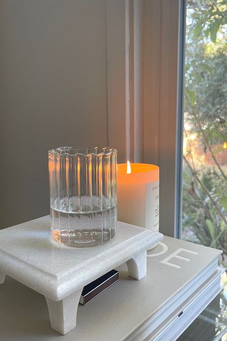 Marble pedestal, candle and glass 🫶🏼 any would make great gifts for her, too. 🕊️ 

#LTKunder50 #LTKhome #LTKHoliday