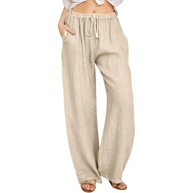 Enjoytime Womens Wide Leg Pants with Pockets Elastic Waist Loose Fit Sweatpants Casual Lounge Yog... | Walmart (US)