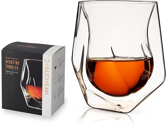 Viski Aerating Whiskey Tumbler, Whiskey Tasting Glass, Double Walled Snifter, Specialty Bourbon T... | Amazon (US)