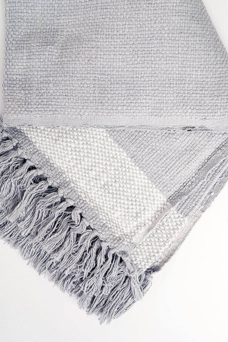 Fringe Woven Throw - Blue Grey | Rachel Parcell