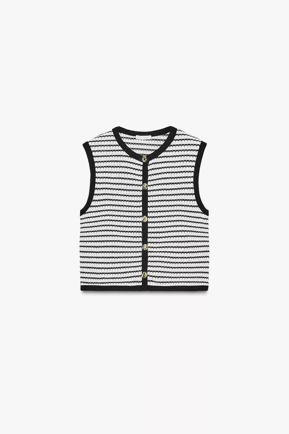 JACQUARD BUTTON WAISTCOAT TOP | Zara US