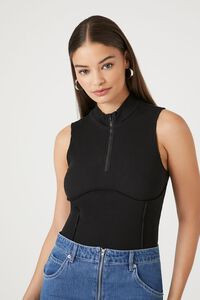 Ribbed Half-Zip Bodysuit | Forever 21 (US)
