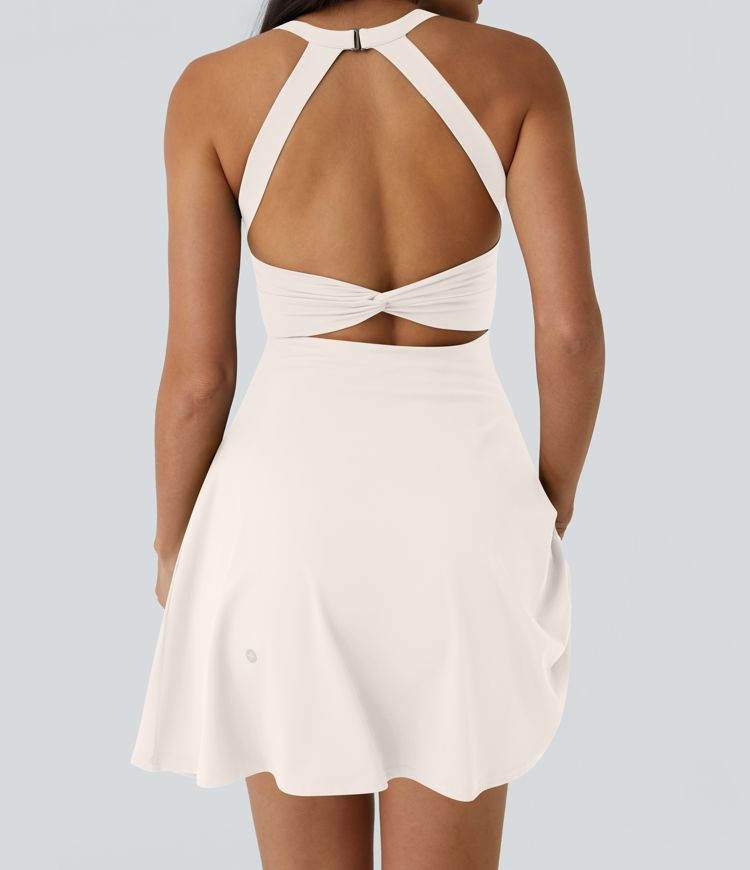 Women’s Backless Twisted Flare Dance Active Dress-Longer Length-Easy Peezy Edition - Halara | HALARA