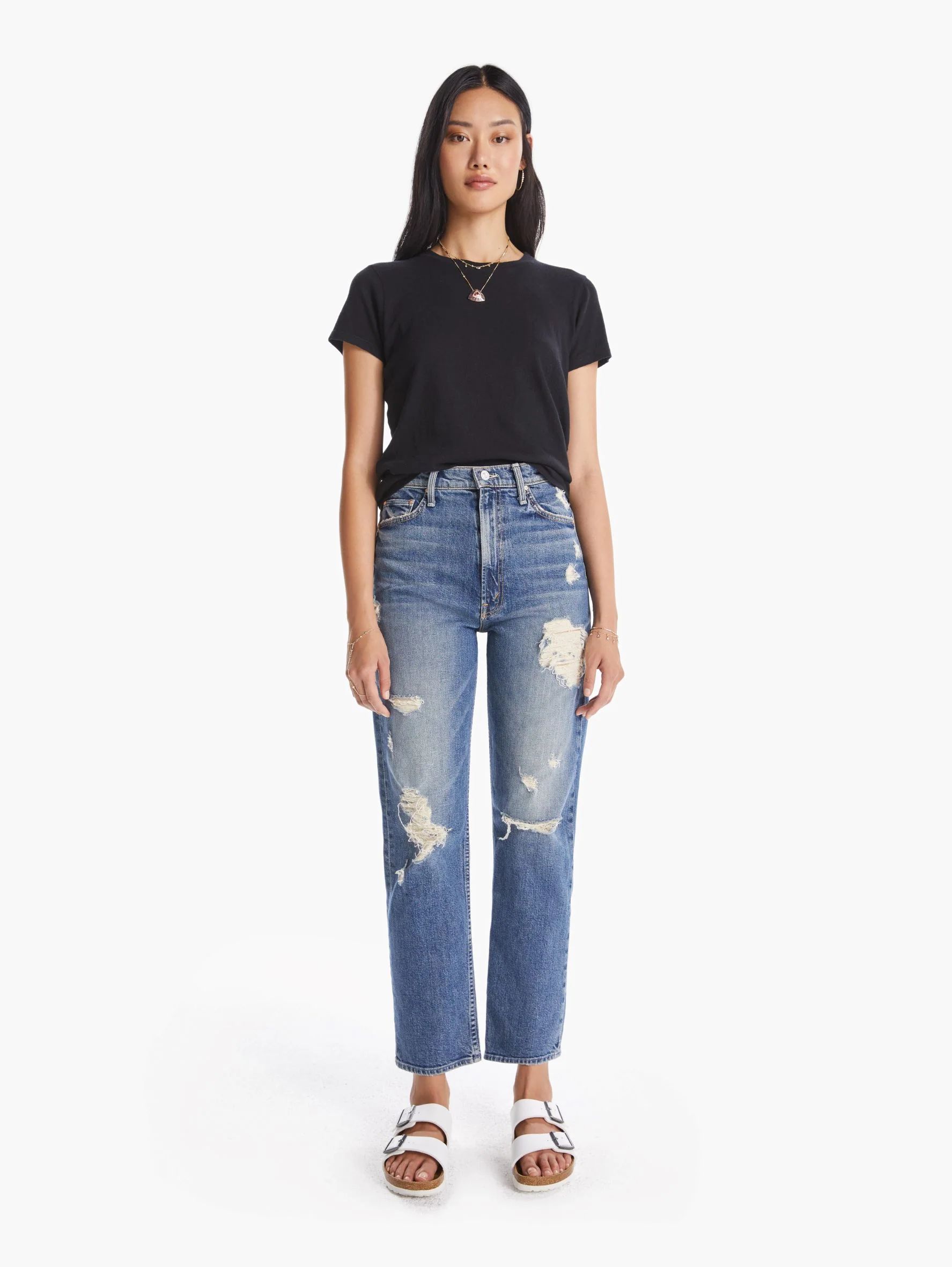 HIGH WAISTED STUDY HOVER PEACHES AND SCREAM | Mother Denim