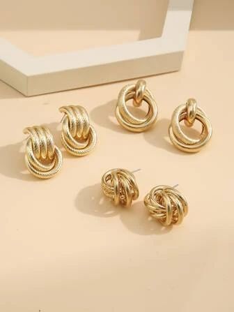 3pairs Circle Design Earrings | SHEIN