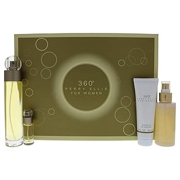 Perry Ellis 360 Women 3.4oz EDT Spray, 4oz Body Mist Spray, 3oz Shower Gel, 0.25oz EDT Spray 4 Pc... | Amazon (US)