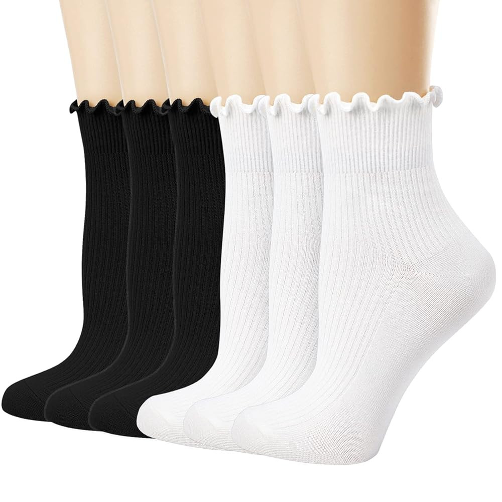Mcool Mary Women's Ruffle Socks,Casual Cute Ankle Breathable Knit Cotton Soft Frilly Crew Socks f... | Amazon (US)