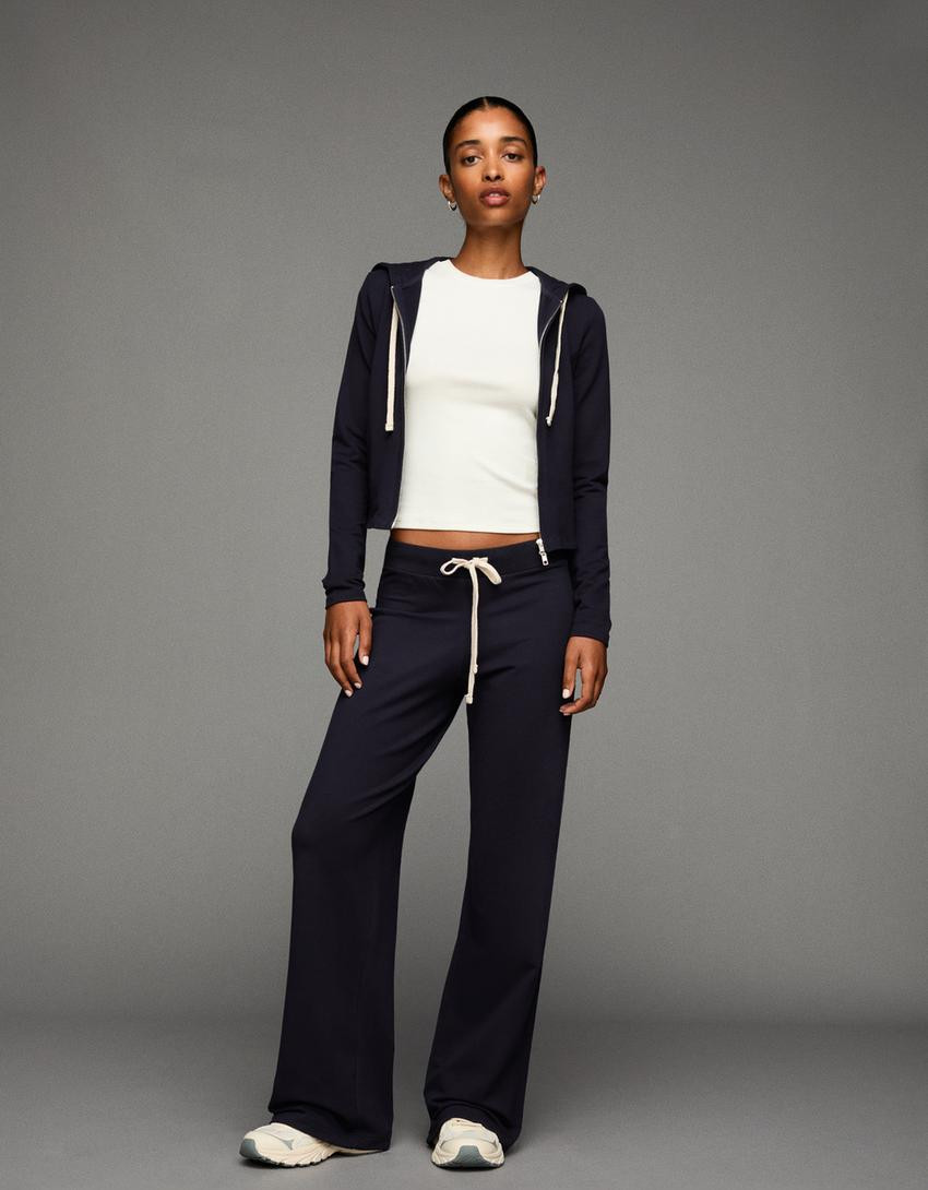 Plush jersey trousers - Trousers - Women | Bershka GB