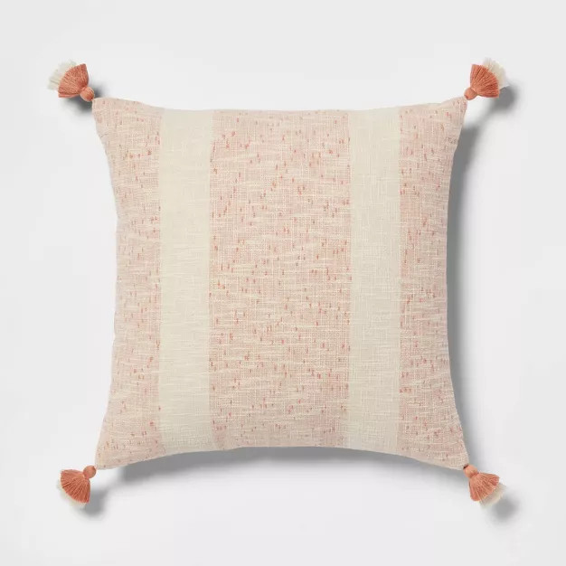 Euro Slub Texture Stripe with Tassels Decorative Throw Pillow - Threshold™ | Target