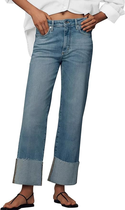 KUNMI Jeans for Women Wide Leg Baggy High Waist Boyfriends Straight Leg Stretchy Denim Pants Tren... | Amazon (US)