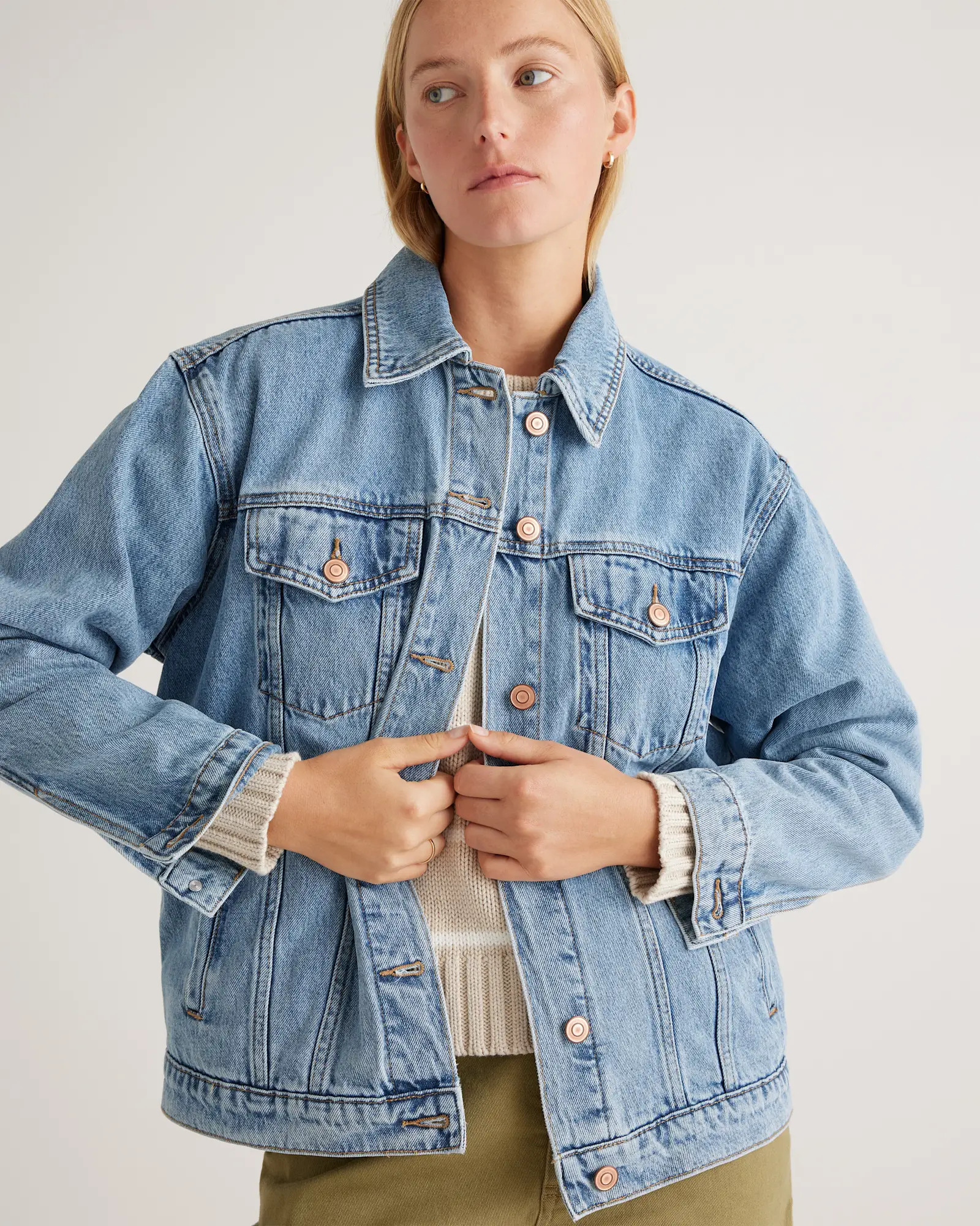 100% Organic Cotton Oversized Denim Jacket | Quince
