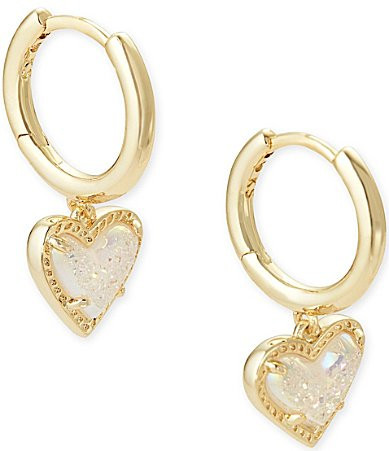 Kendra Scott Ari 14K Drusy Heart Huggie Earrings - Iridescent Drusy | Dillard's