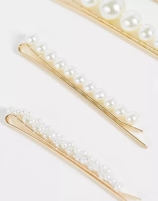 ASOS DESIGN pack of 5 hair clips in pearl design | ASOS (Global)