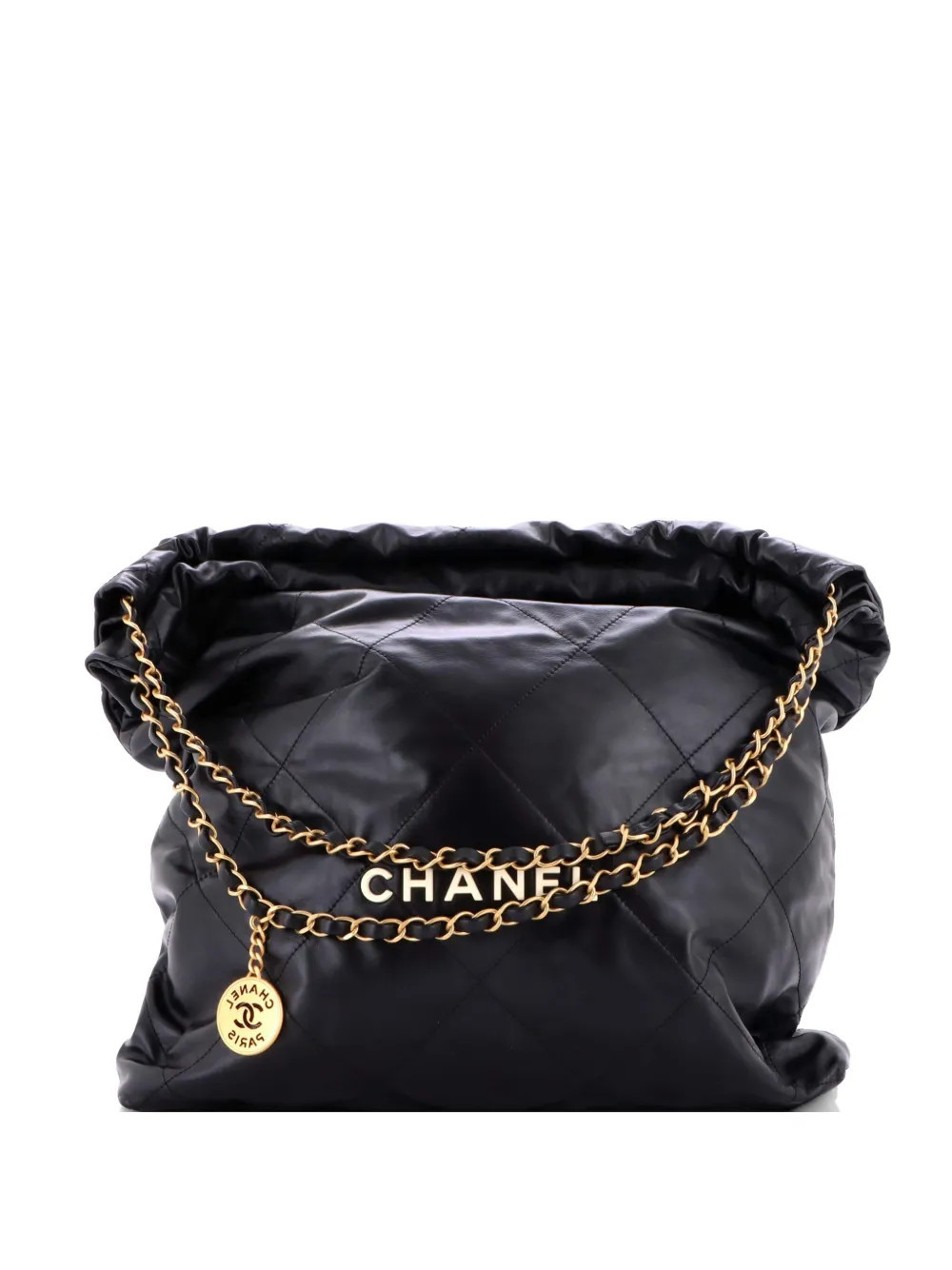 CHANEL Pre-Owned 22 Chain Quilted Calfskin Large hobo bag - Black | Farfetch Global