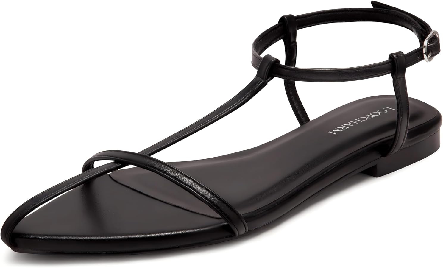 Women's Flat Sandals Pointed Open Toe T-Strap Comfortable Gladiator Summer Slide Strappy Sandals | Amazon (US)