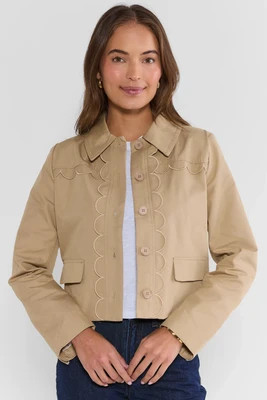 Tan Scalloped Detail Jacket | Avara