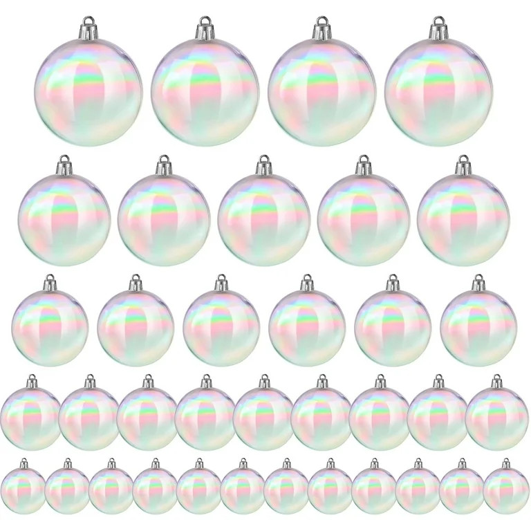50 Pcs Christmas Iridescent Ornaments Halloween, Transparent DIY Shatterproof Hanging Rainbow Bal... | Walmart (US)