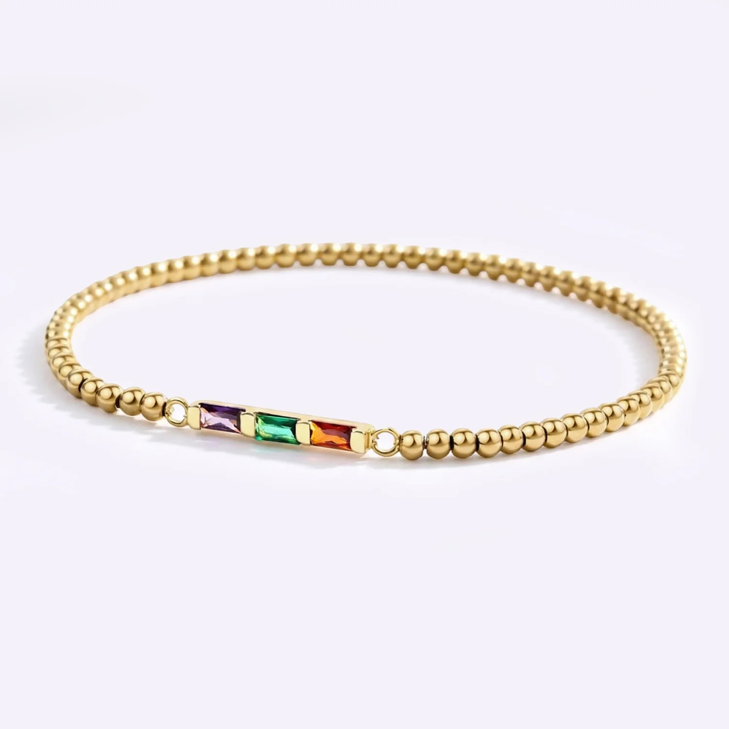 Personalized Baguette Birthstone Beaded Bracelet | Mint & Lily