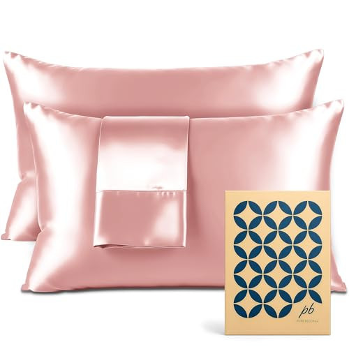 Satin Pillowcase 2 Pack - Queen Size (20"x30", Pink) - Silky Pillow Cases for Hair and Skin - Satin Pillow Covers with Envelope Closure - Extra Soft Premium Microfiber | Amazon (US)