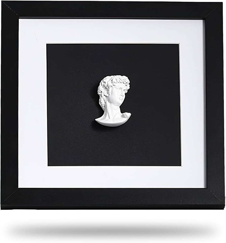 Milnnie 9×9" Modern Luxury David Frame Art Decor – Minimalist Resin Bust in Black and White Sh... | Amazon (US)