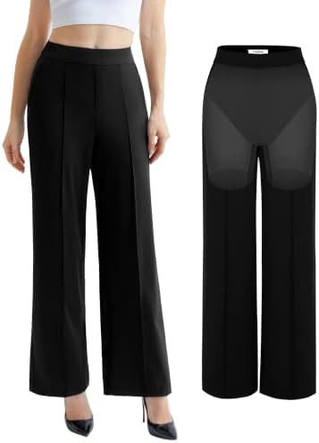Popilush Women's Built-in Shapewear Dress Pants, Tummy Control, Pockets | Amazon (US)