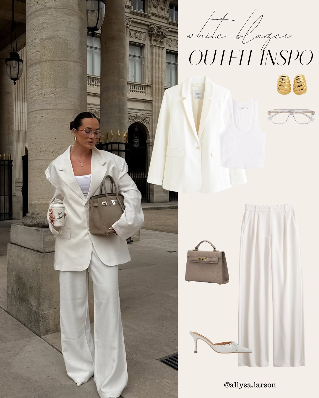 White linen blazer outfit for Paris styled with clear glasses and gold hoop earrings 

Blazer set is from hemi blurr but linking some similar options below 

#LTKSeasonal #LTKShoeCrush #LTKStyleTip