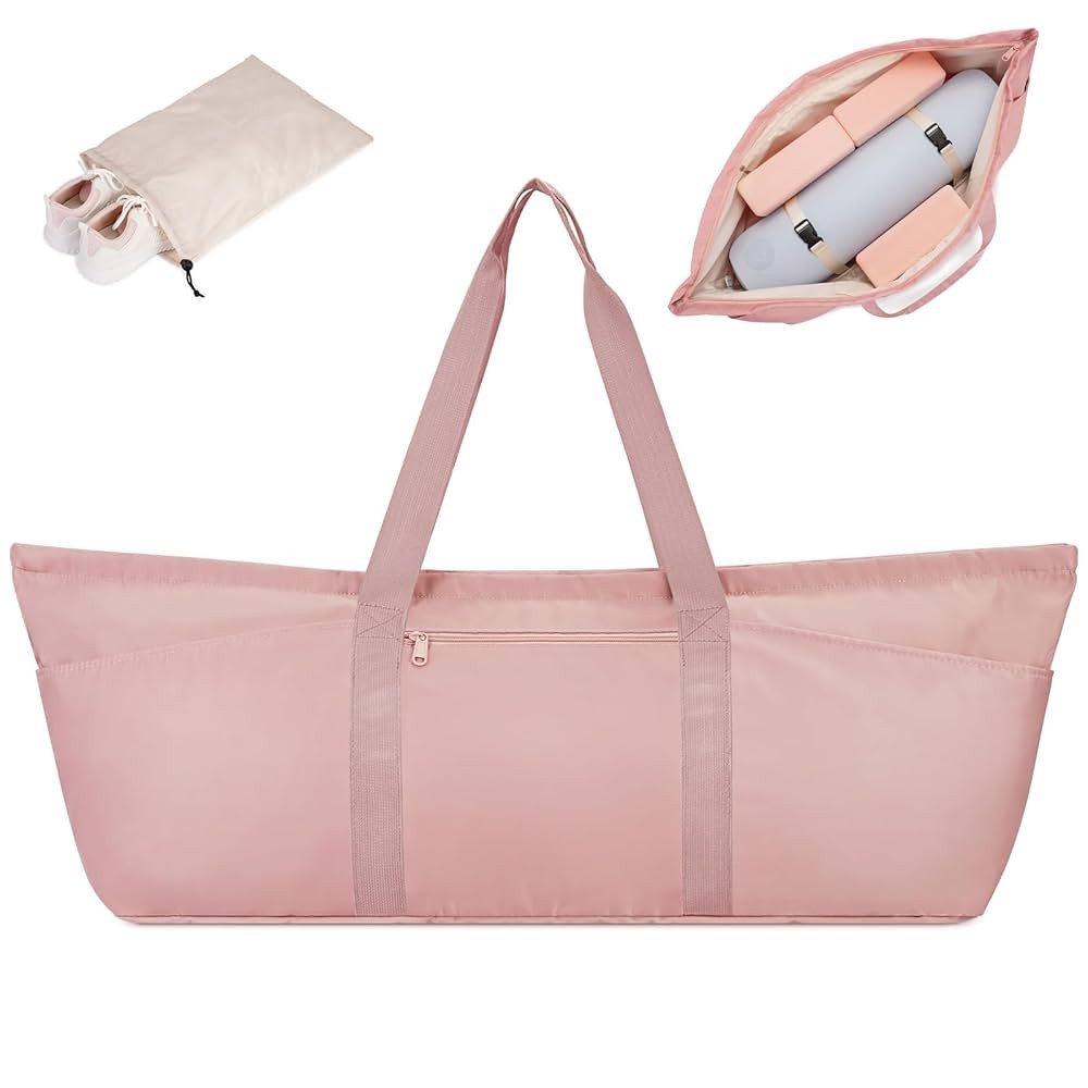 Large Yoga Mat Bag with Shoes Compartment and Wet Pocket Ladies Pilates Gym Tote Bag with Yoga Ma... | Amazon (US)