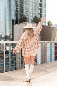 Nashville Pink And Beige Shacket - Krista X Pink Lily | Pink Lily