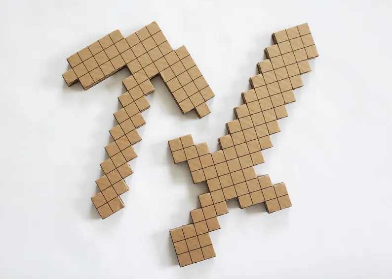 Minecraft Sword and Minecraft Axe for Birthday Party – DIY Cardboard Coloring Craft – Mine Cr... | Etsy (US)