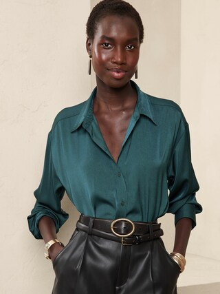 Silky Oversized Shirt | Banana Republic Factory