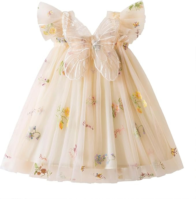 NNJXD Baby Girl Tulle Dress Casual Flower Embroidery Toddler Dresses | Amazon (US)