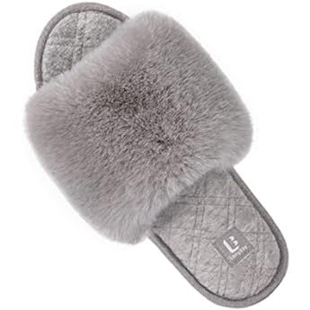 LongBay Women's Faux Bunny Fur Memory Foam House Slippers Cute Comfy Flat Slide Sandals Cozy House S | Amazon (CA)