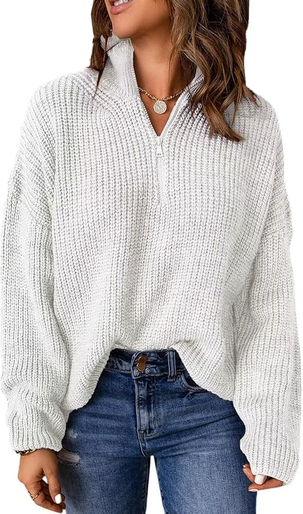 EVALESS Sweaters for Women Waffle Kint Long Sleeve 1/4 Zip Pullover Polo V Neck Sweater | Amazon (CA)