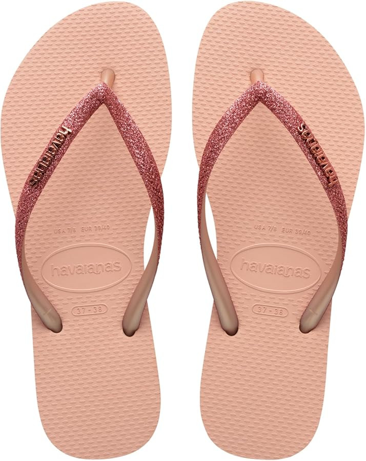 Havaianas Women's Slim Glitter II Flip Flop - Glitter Fashion Sandals - Pink, 9/10 | Amazon (US)