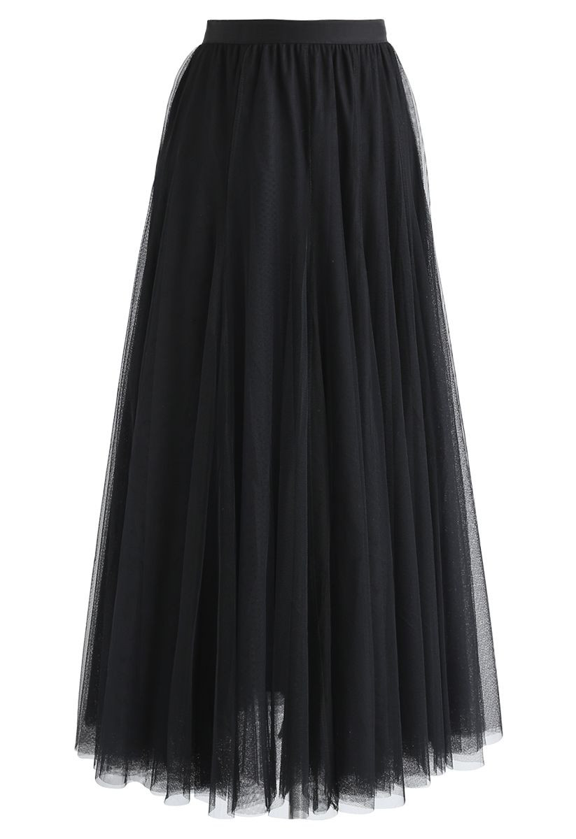 My Secret Garden Tulle Maxi Skirt in Black | Chicwish