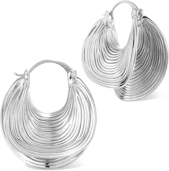 Statement Gold Earrings for Women - 18K Real Gold Plated Trendy Hoop Earrings Non Tarnish Hypoall... | Amazon (US)