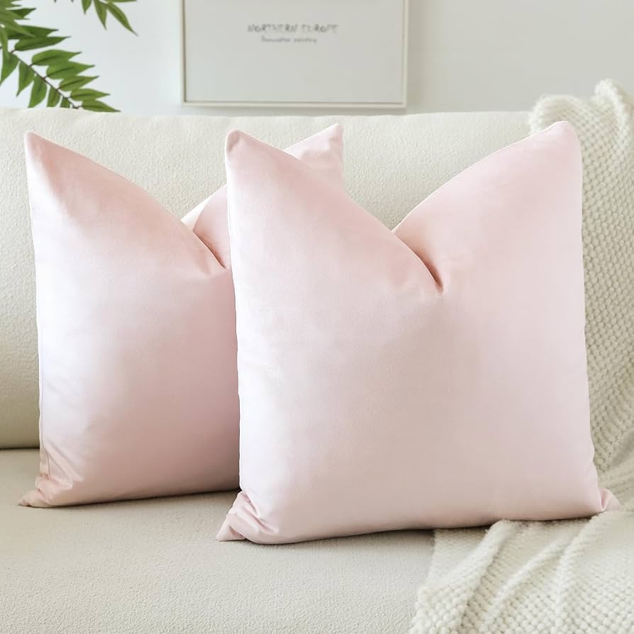 OTOSTAR Soft Velvet Decorative Throw Pillow Covers Solid Square Cushion Case Home Decor Pillow Co... | Amazon (US)