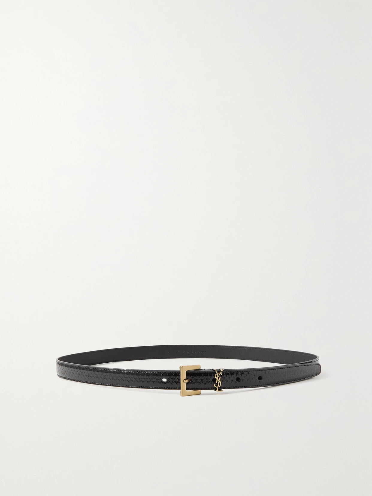 SAINT LAURENT - Monogramme Watersnake Belt - Black | NET-A-PORTER (US)