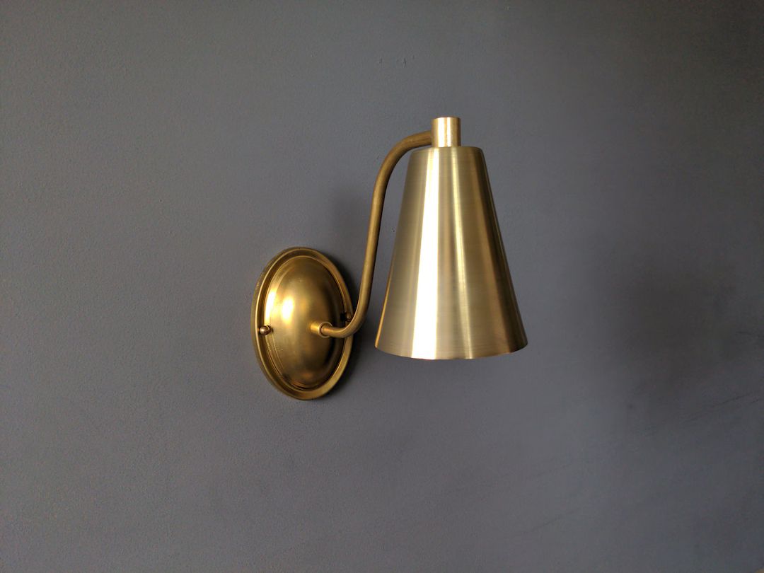 Brass Wall Sconce Cone Shade Atomic Minimalist Modern UL - Etsy | Etsy (US)