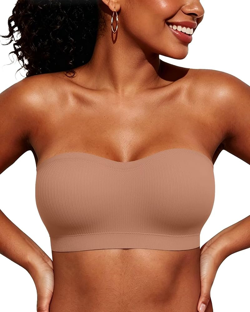 Vertvie Strapless Bra Wireless Non-Slip Push Up Bandeau Bras for Women Full Support Tube Tops Pad... | Amazon (US)