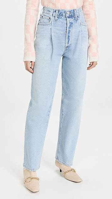 High Rise Fold Waistband Tapered Jeans | Shopbop