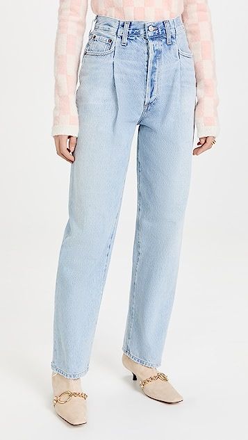 High Rise Fold Waistband Tapered Jeans | Shopbop
