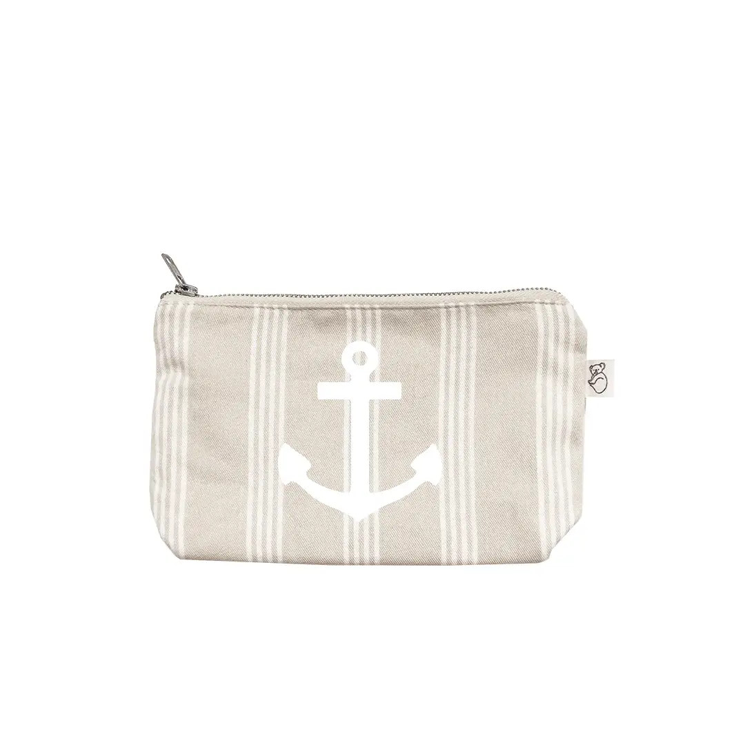 Makeup Bag: Sand Ticking Stripe | Quilted Koala