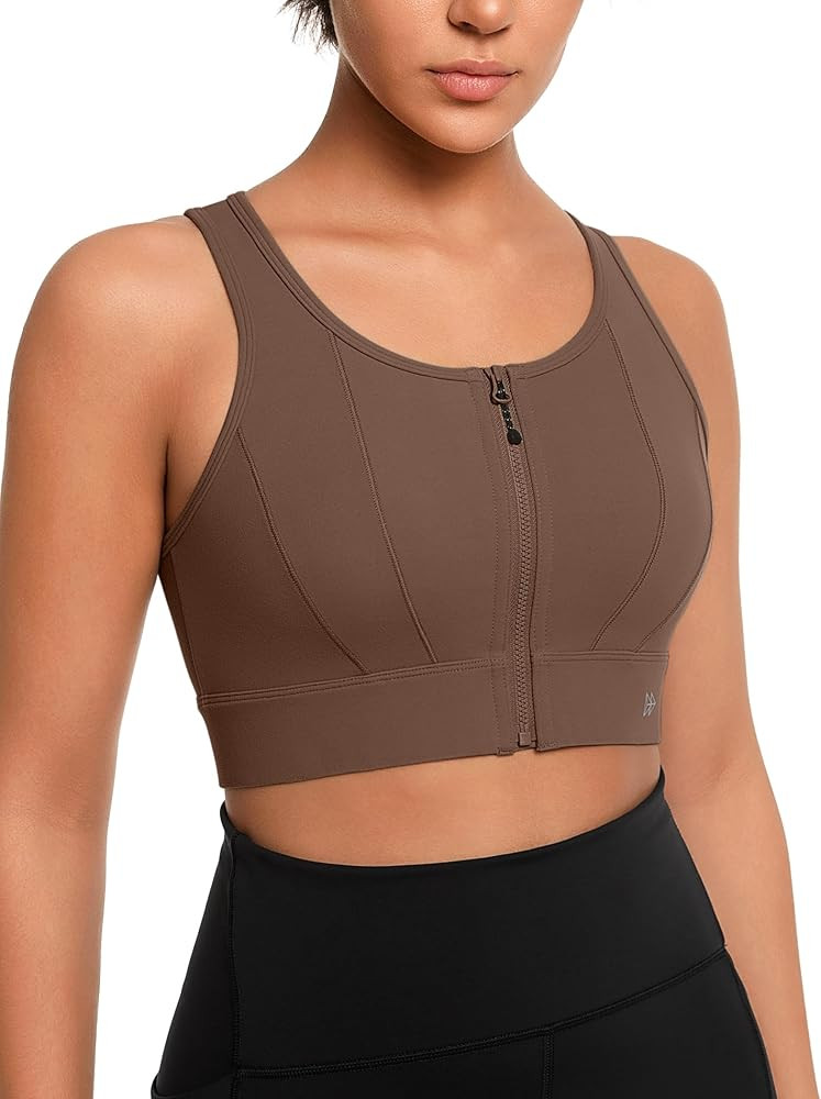 Yvette Front Closure Sports Bras for Women High Support Bust Supportive Sports Bra High Impact fo... | Amazon (US)